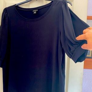 Black dress shirt with open sleeve great with a pair of slacks